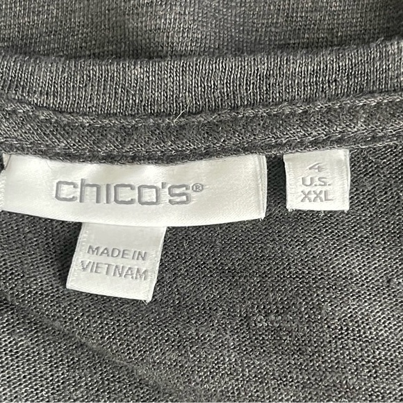Chico’s Easy Tie Front Linen Tee Top Women’s Size 4 US XXL Black - Picture 8 of 9
